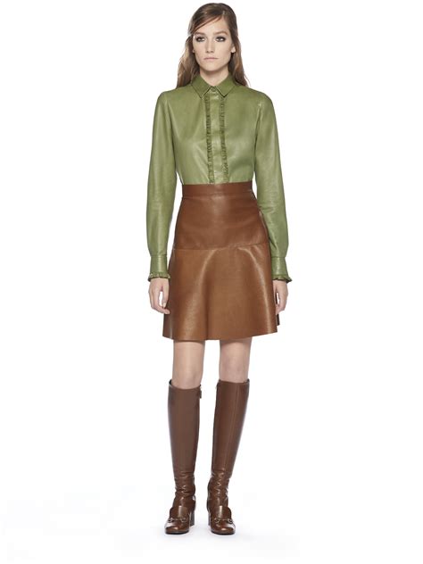 gucci leather mini skirt|Gucci flared skirt.